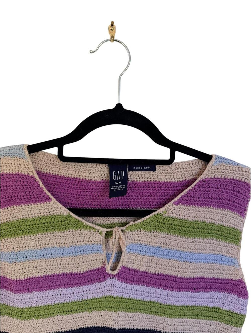 Gap Hand Knit‎ Striped Tank Top Sleeveless Knit Sweater Size S - Picture 2 of 8